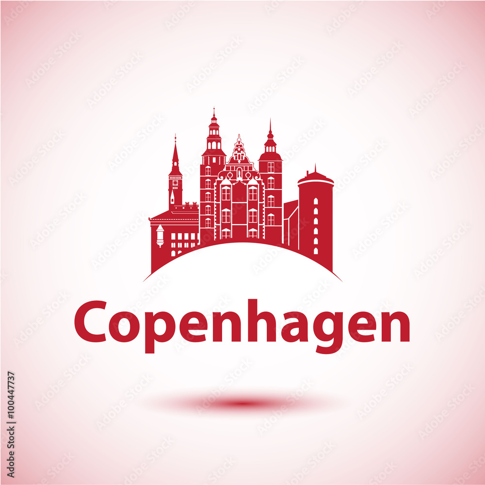 Copenhagen, Denmark. Nordic capital. City skyline silhouette.