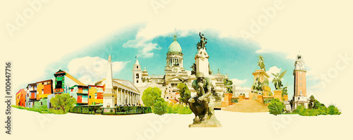 vector watercolor BUENOS AIRES city illustration © trentemollermix