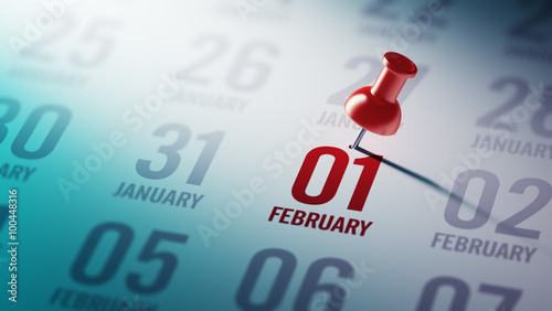 February 01 written on a calendar to remind you an important app