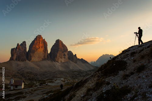 Photographer taking pictures to National Park Tre Cime di Lavare