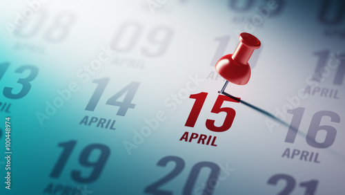 Bild auf Leinwand April 15 written on a calendar to remind you an important appoin