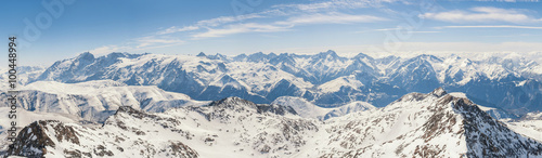 Panoramic view of the mountains   A panoramic view on Alps winter mountains  Les 2 Alpes  France