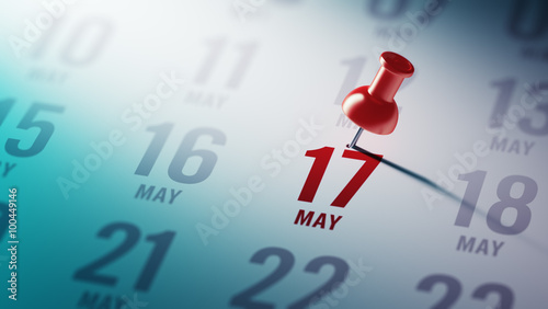 May 17 written on a calendar to remind you an important appointm