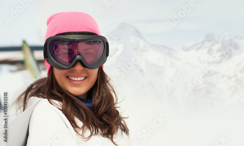 Winter Portrait of beautiful girl / Portrait of happy cute girl, enjoying wintertime nature, active lifestyle