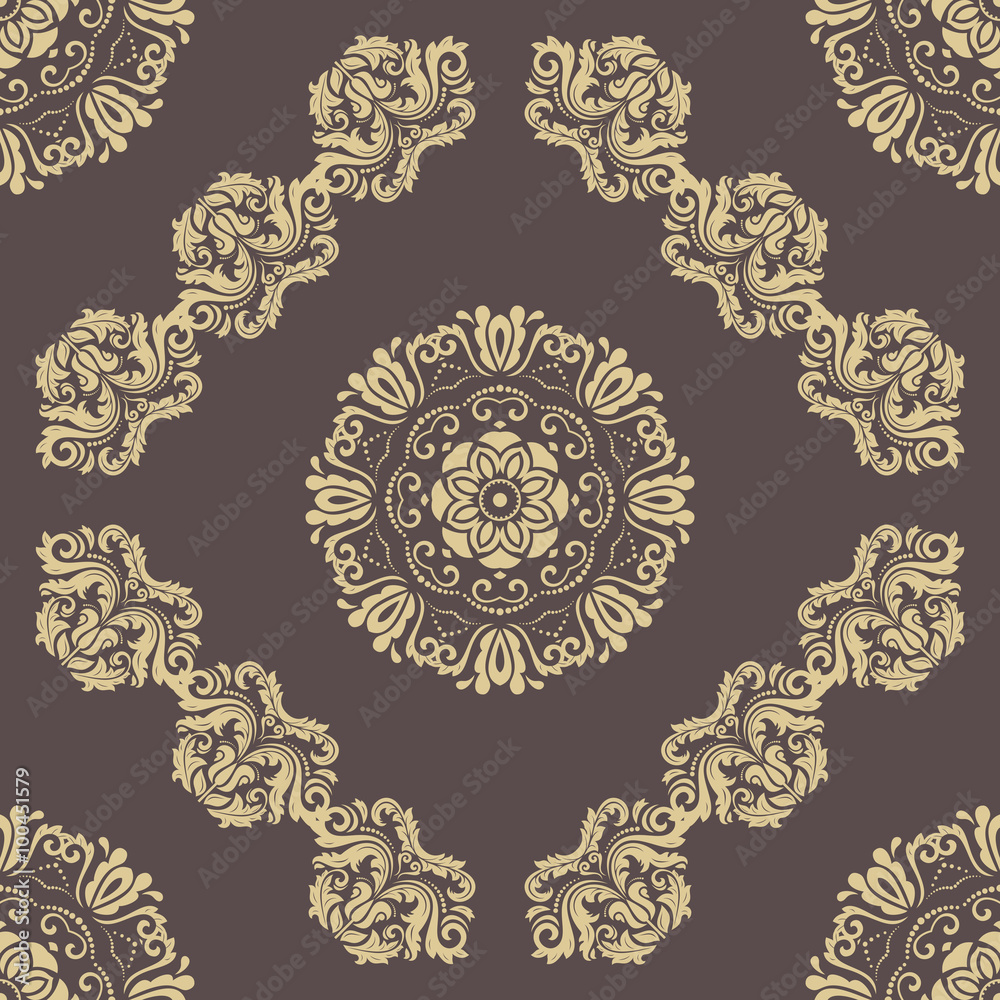 Oriental vector classic brown and golden pattern. Seamless abstract background Oriental vector classic brown and golden pattern. Seamless abstract background