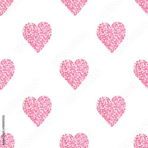 Heart of dots. Seamless vector pattern with hearts. Colorful background for St. Valentine's Day. Pastel colors.