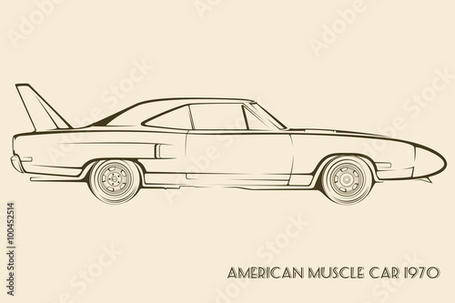 American muscle car silhouette 70s