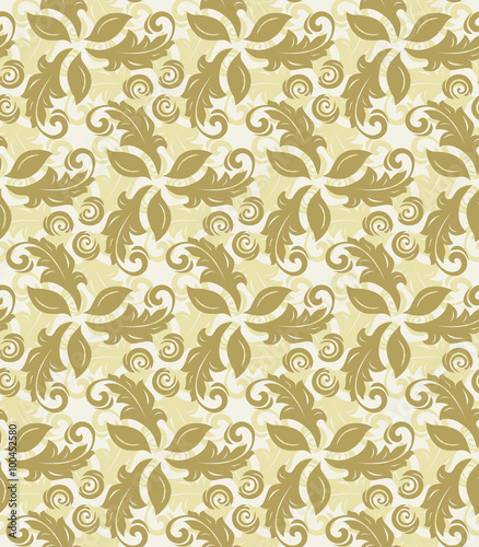 Floral vector golden ornament. Seamless abstract classic fine pattern