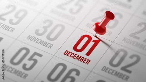 December 01 written on a calendar to remind you an important app