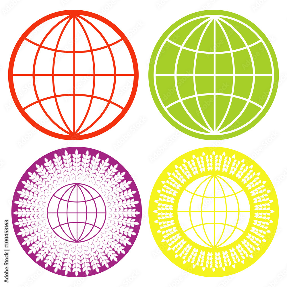 monochrome icon set with earth monochrome icon set with earth