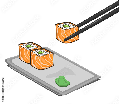 Japanese sushi. Vector design