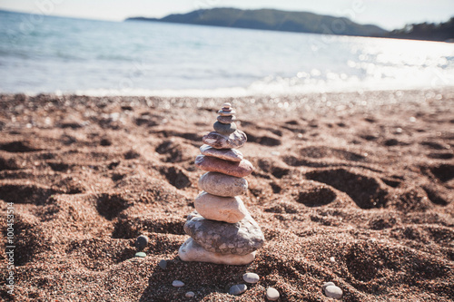 stones stacked on each other on the beach