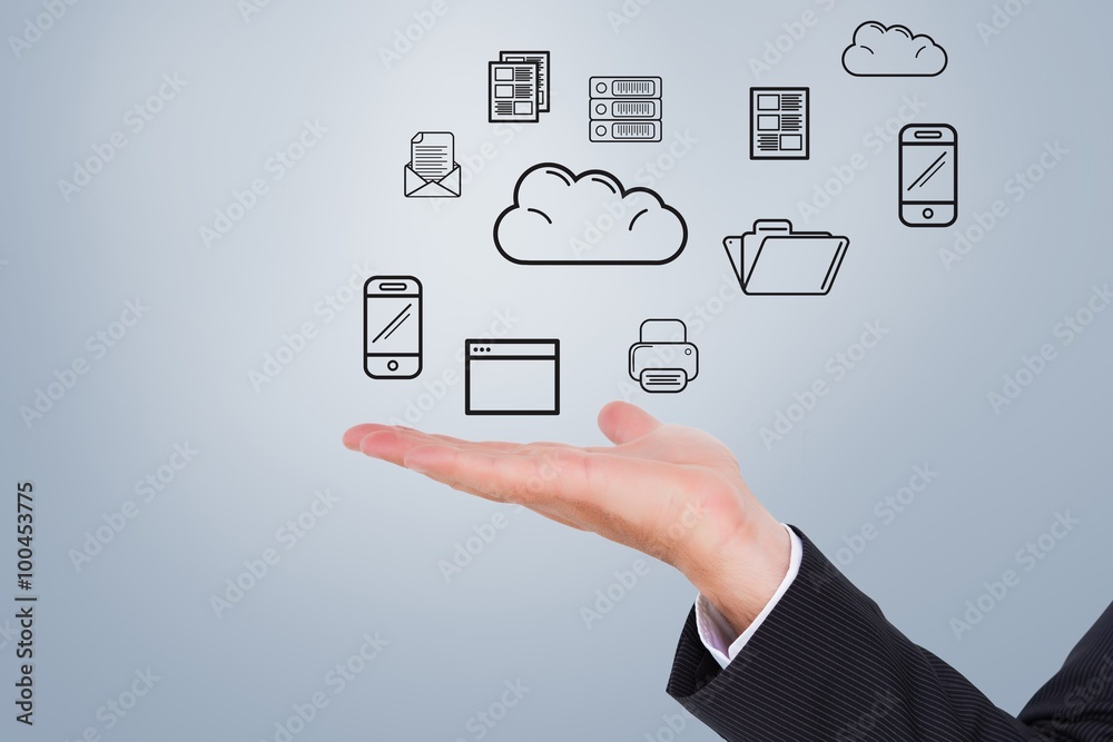 Composite image of businessman presenting Composite image of businessman presenting