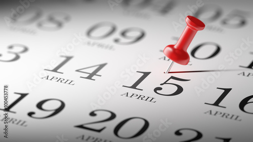 Tableau sur toile April 15 written on a calendar to remind you an important appoin