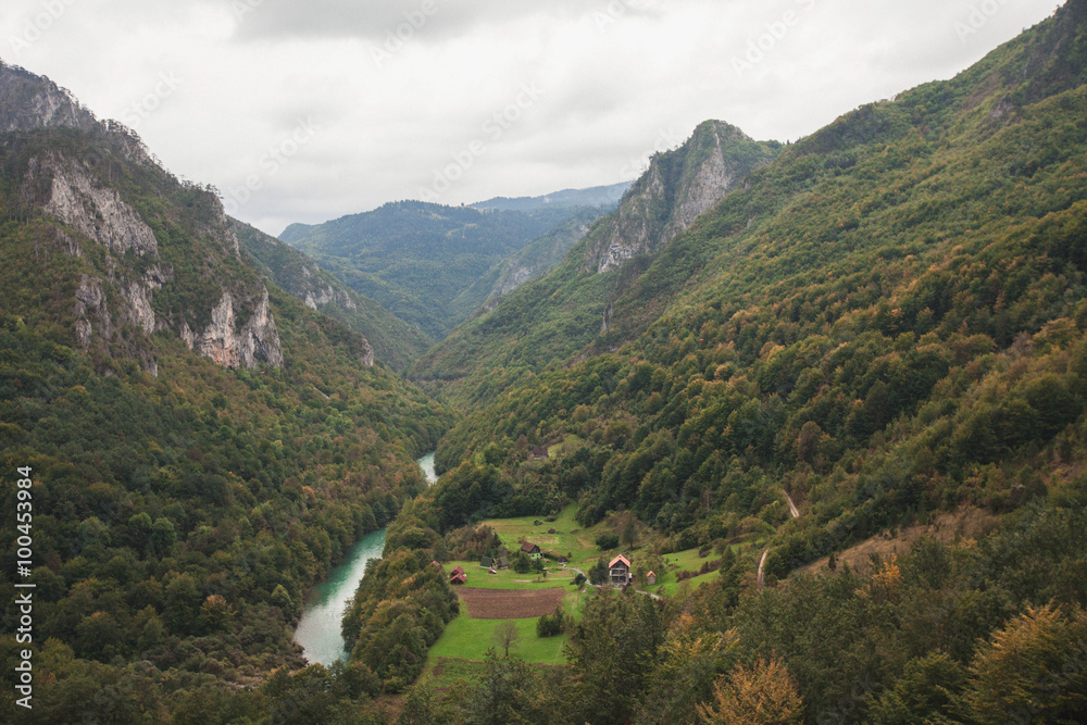 Tara River Canyon in Montenegro. view from the bridge.