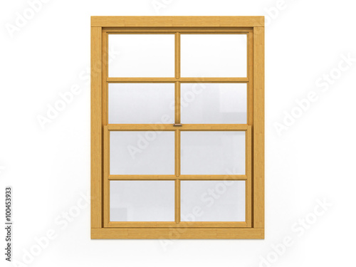 closed wooden window isolated on white