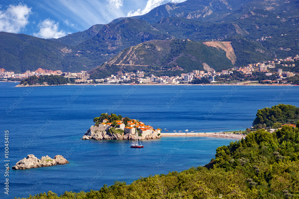 The Island Of St. Stephen - historical village on the Adriatic sea, Montenegro.