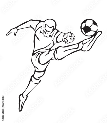Vector illustration Soccer player kicking the ball