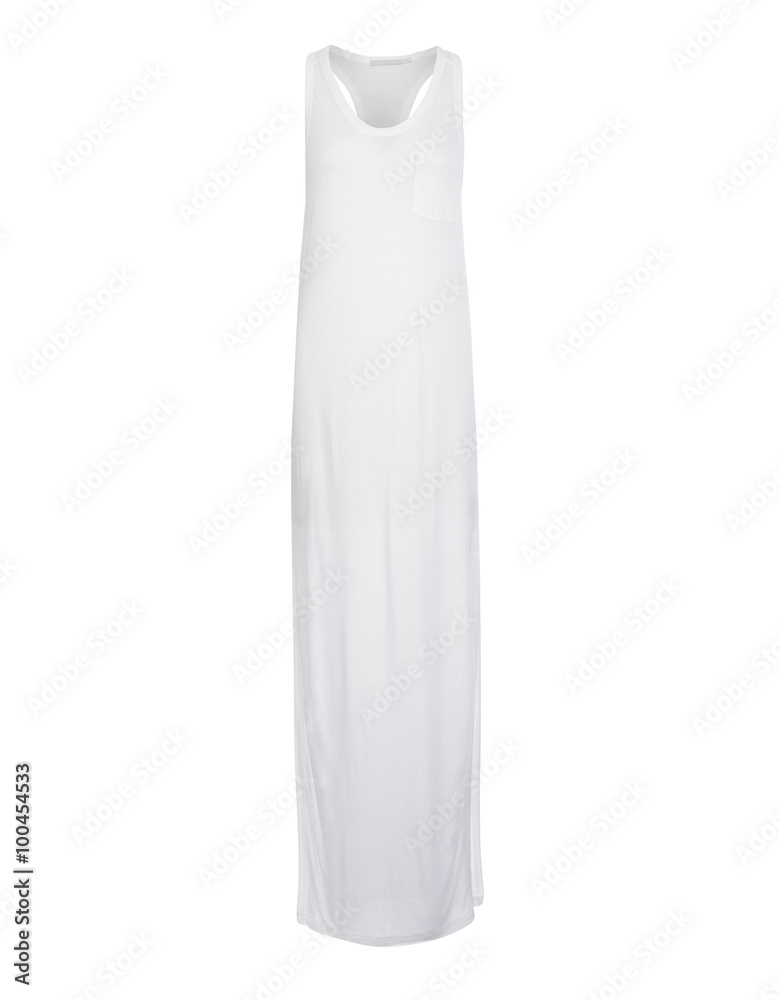 Cut-out of Plain White Razorback Long Dress on Invisible Mannequ Cut-out of Plain White Razorback Long Dress on Invisible Mannequ