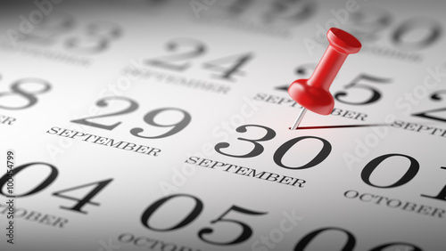 Photos September 30 written on a calendar to remind you an important ap