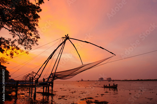 Chinese fishing nets in Fort Kochi © gilitukha