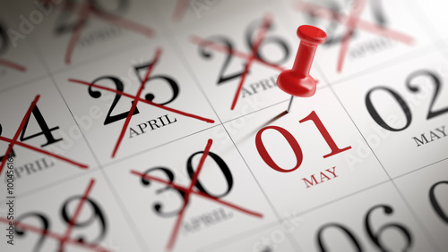 May 01 written on a calendar to remind you an important appointm