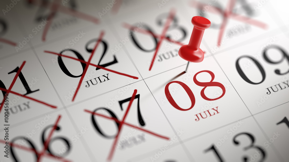 July 08 written on a calendar to remind you an important appoint July 08 written on a calendar to remind you an important appoint
