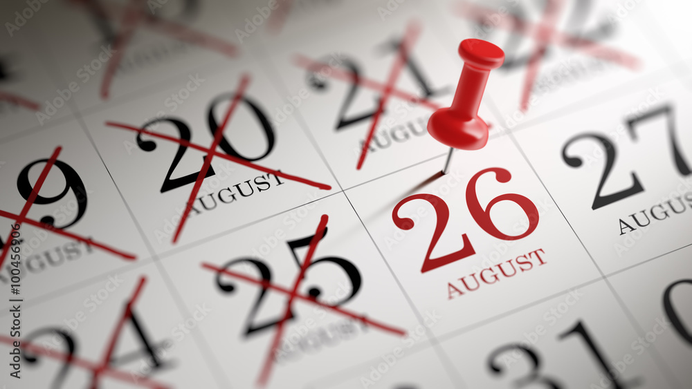 August 26 written on a calendar to remind you an important appoi August 26 written on a calendar to remind you an important appoi