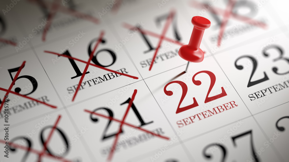 September 22 written on a calendar to remind you an important ap September 22 written on a calendar to remind you an important ap