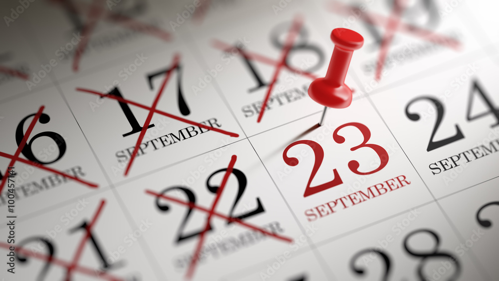 September 23 written on a calendar to remind you an important ap