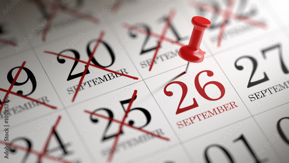 September 26 written on a calendar to remind you an important ap September 26 written on a calendar to remind you an important ap
