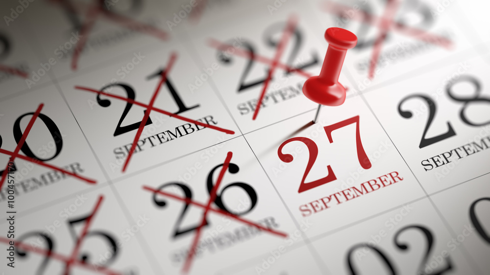 September 27 written on a calendar to remind you an important ap September 27 written on a calendar to remind you an important ap