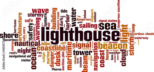 Lighthouse word cloud concept. Vector illustration