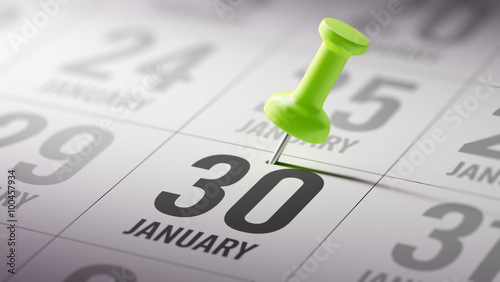 Foto January 30 written on a calendar to remind you an important appo