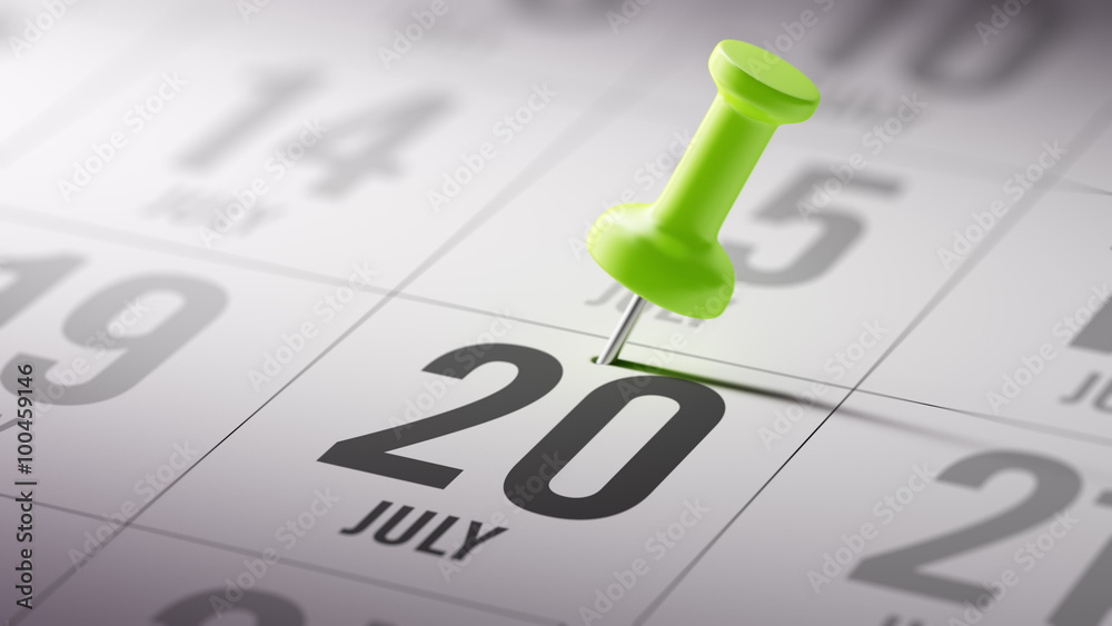 July 20 written on a calendar to remind you an important appoint - obrazy, fototapety, plakaty 