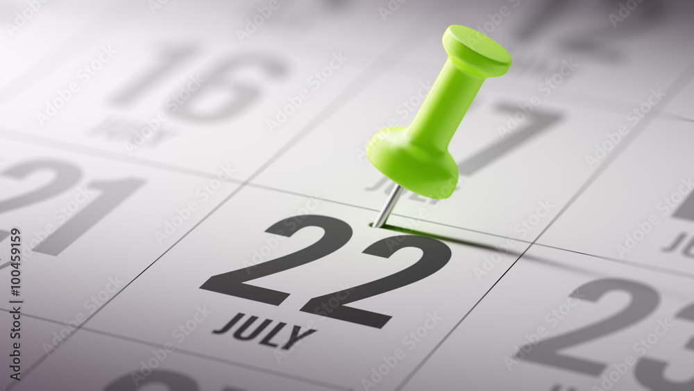 July 22 written on a calendar to remind you an important appoint July 22 written on a calendar to remind you an important appoint