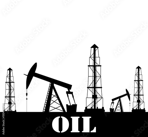 Silhouette of oil derrick