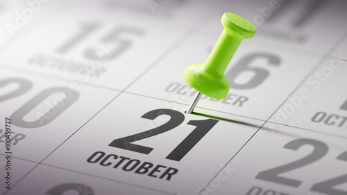 Tableau sur toile October 21 written on a calendar to remind you an important appo