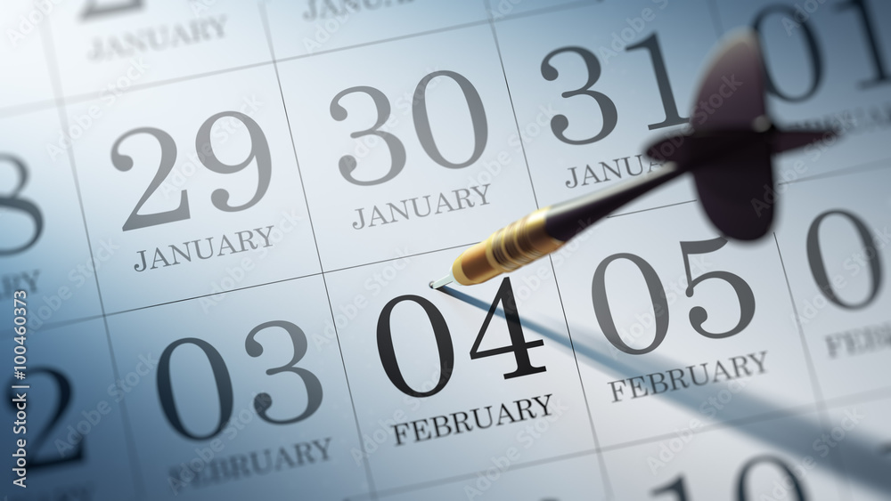 February 04 written on a calendar to remind you an important app February 04 written on a calendar to remind you an important app