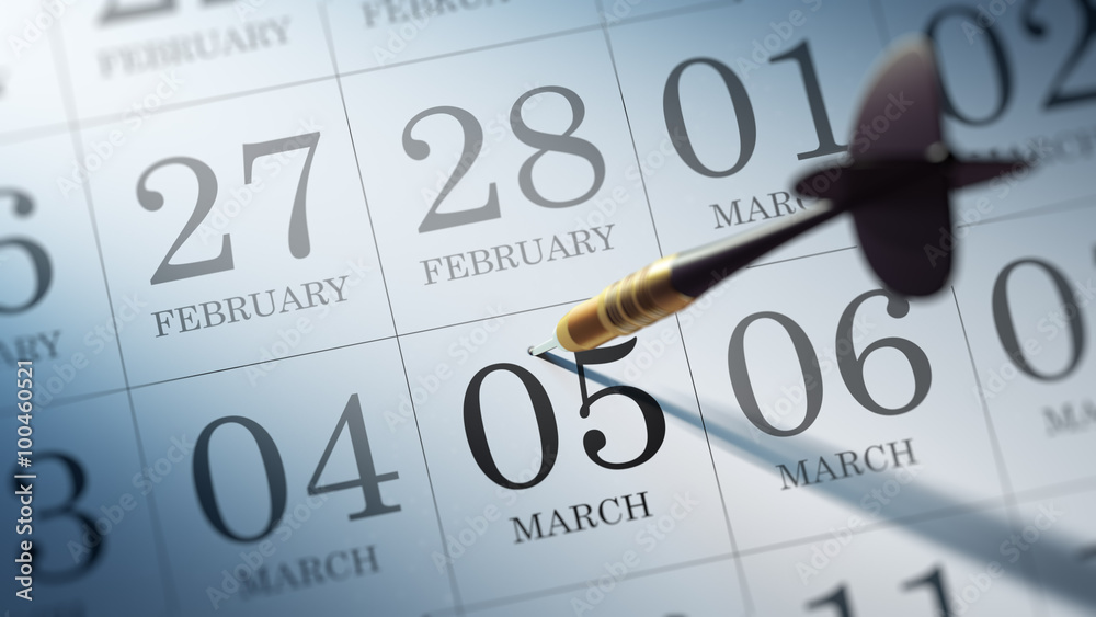 March 05 written on a calendar to remind you an important appoin March 05 written on a calendar to remind you an important appoin