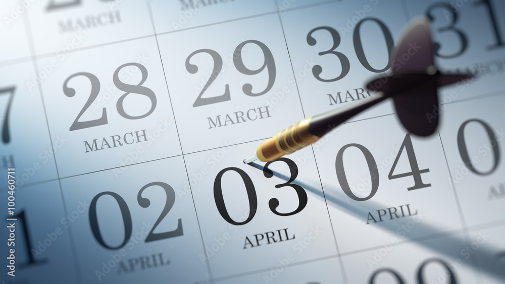 April 03 written on a calendar to remind you an important appoin April 03 written on a calendar to remind you an important appoin