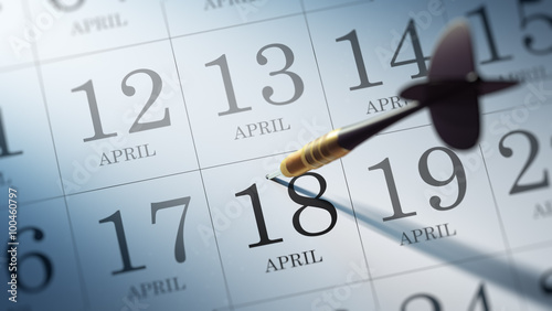April 18 written on a calendar to remind you an important appoin
