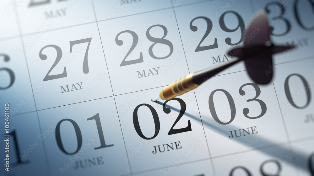 June 02 written on a calendar to remind you an important appoint June 02 written on a calendar to remind you an important appoint