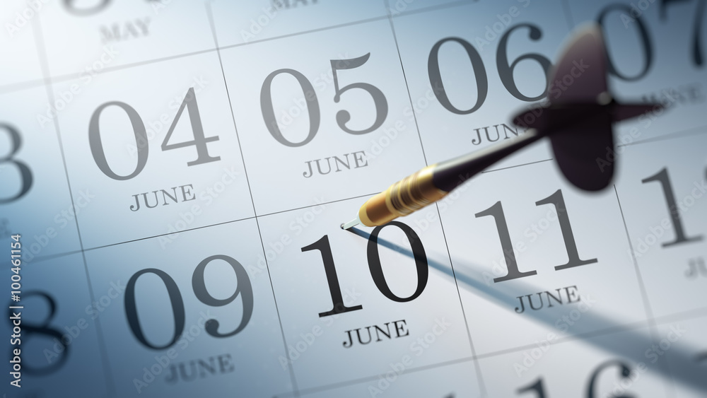 June 10 written on a calendar to remind you an important appoint June 10 written on a calendar to remind you an important appoint