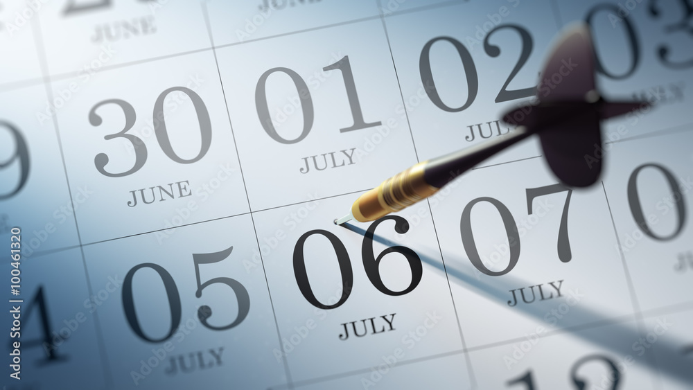 July 06 written on a calendar to remind you an important appoint July 06 written on a calendar to remind you an important appoint