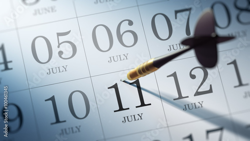 July 11 written on a calendar to remind you an important appoint