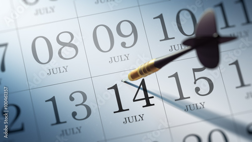 July 14 written on a calendar to remind you an important appoint