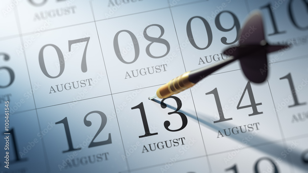 August 13 written on a calendar to remind you an important appoi August 13 written on a calendar to remind you an important appoi