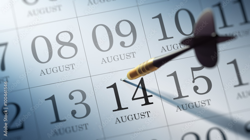 August 14 written on a calendar to remind you an important appoi August 14 written on a calendar to remind you an important appoi