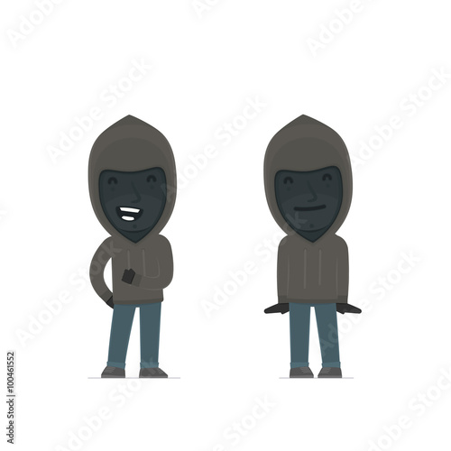 Funny Character Anonymous Hackers in confident and shy poses